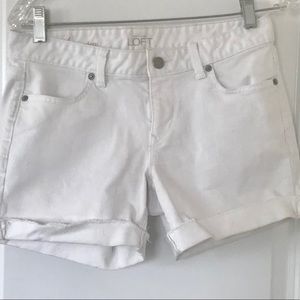 LOFT white denim shorts